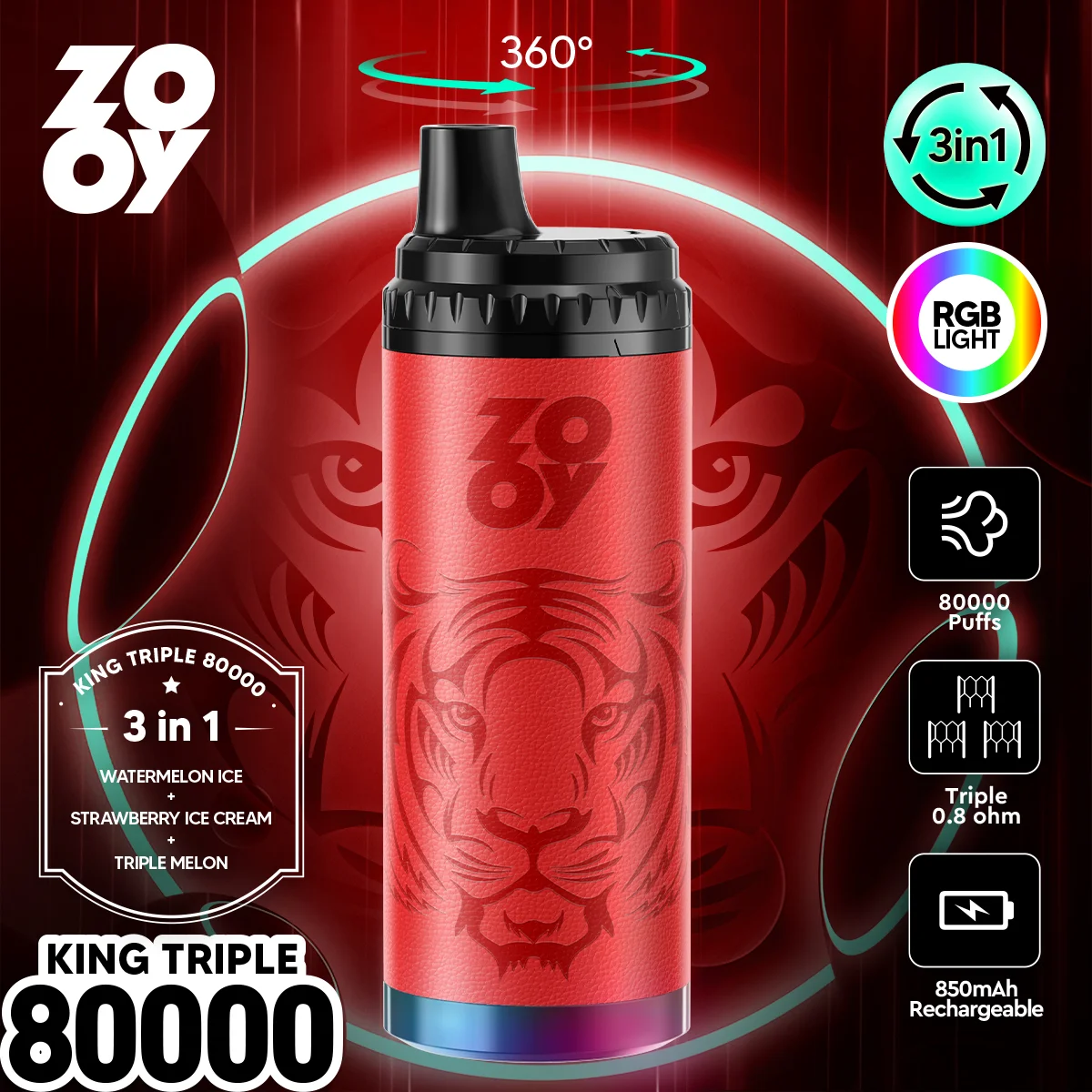 ZOOY KING TRIPLE 80K Puffs Die 3-in-1 Einweg-E-Zigarette im Großhandel – Bild 3