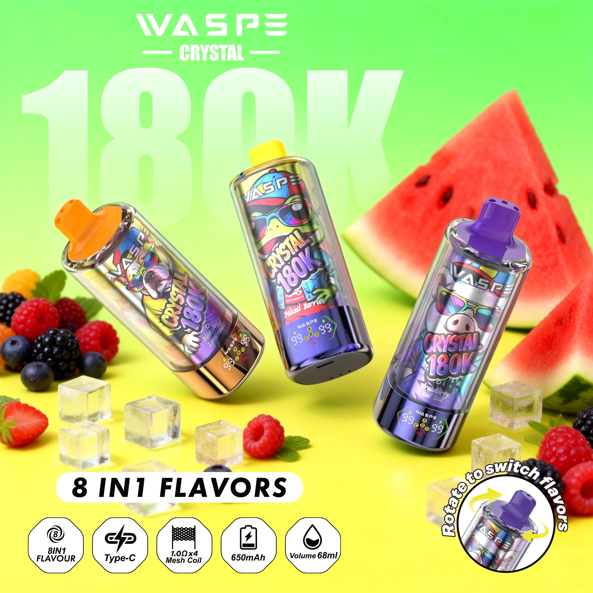 WASPE CRYSTAL 180K Puffs Das riesige 8-in-1 Geschmackswunder im Test – Bild 5