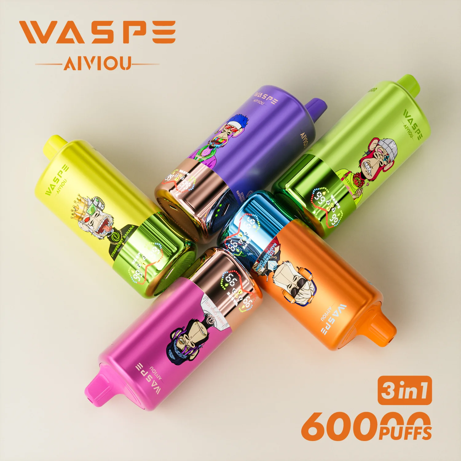 WASPE AIVIOU 60K Puffs Drei Geschmäcker in einer riesigen Einweg-Vape – Bild 3