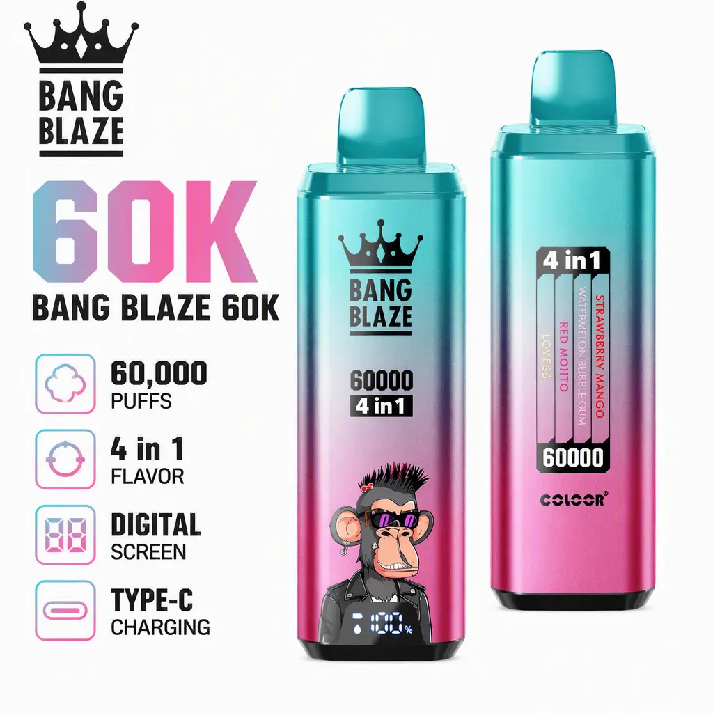 BANG BLAZE 60K Vape – 60.000 Züge mit Mesh Coil, LED Display & USB-C Akku