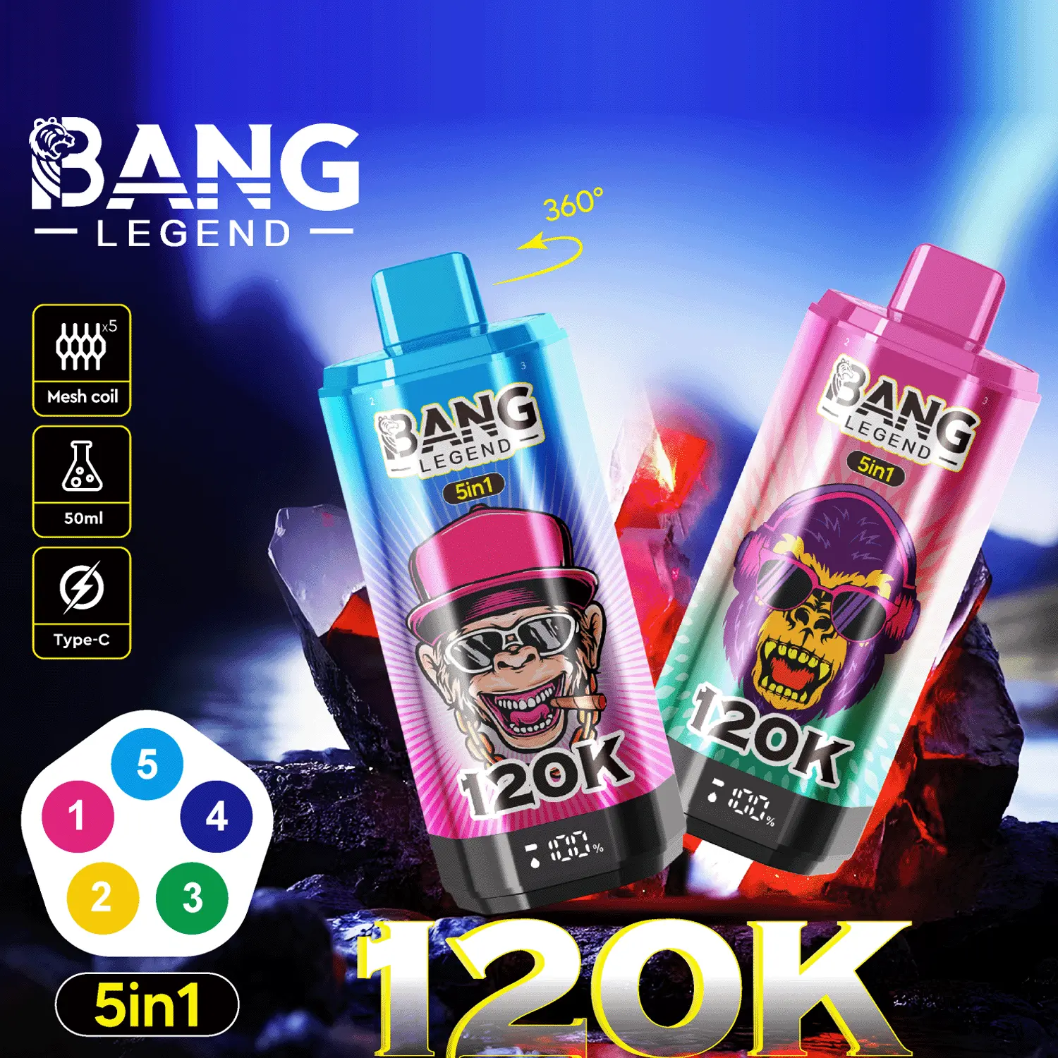 BANG LEGEND 120K Vape – 120.000 Züge mit 5-in-1 Flavor Switch & Mesh Coil – Bild 5
