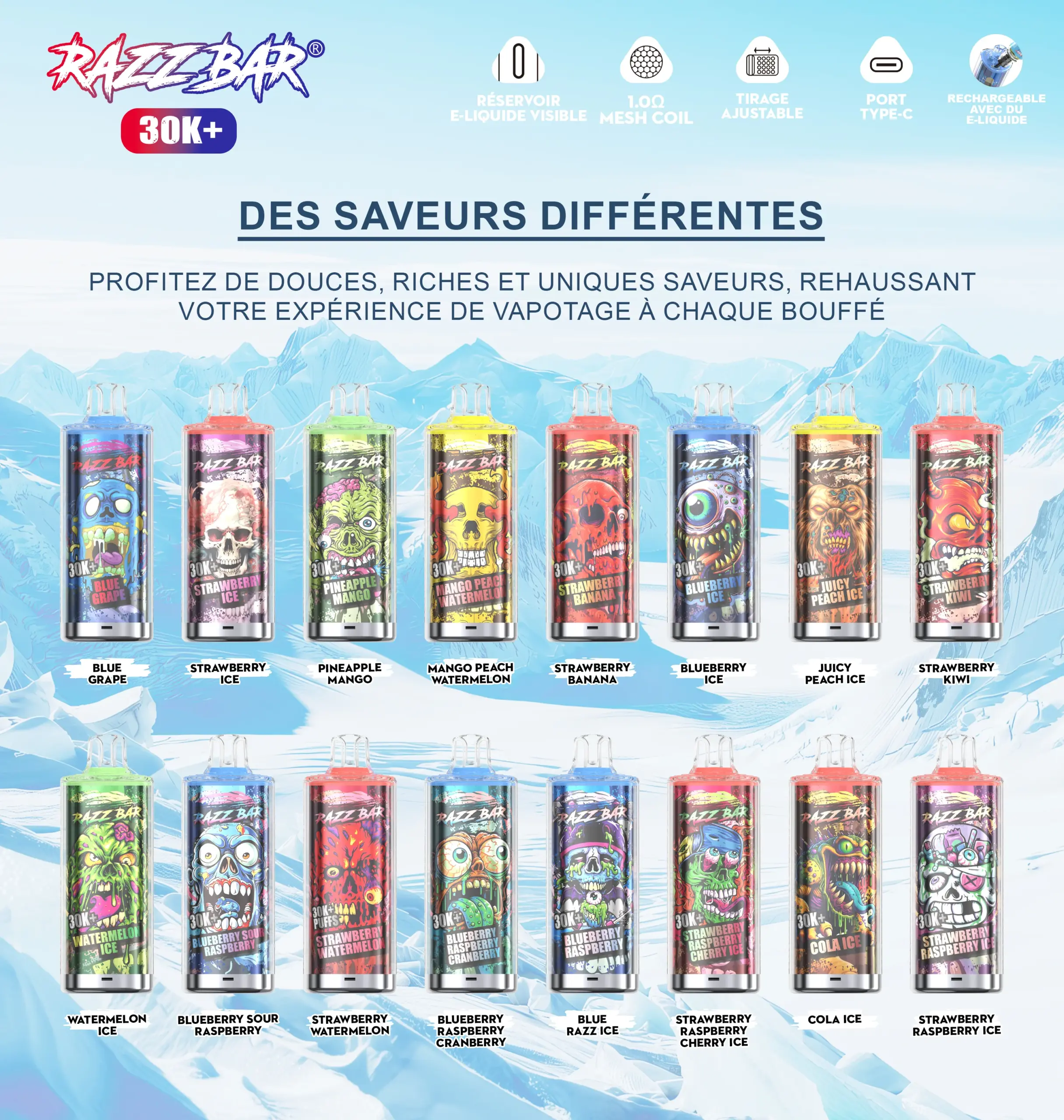 RAZZ BAR 30K+ Puffs Refillable E-liquid Im Großhandel Kaufen – Bild 7