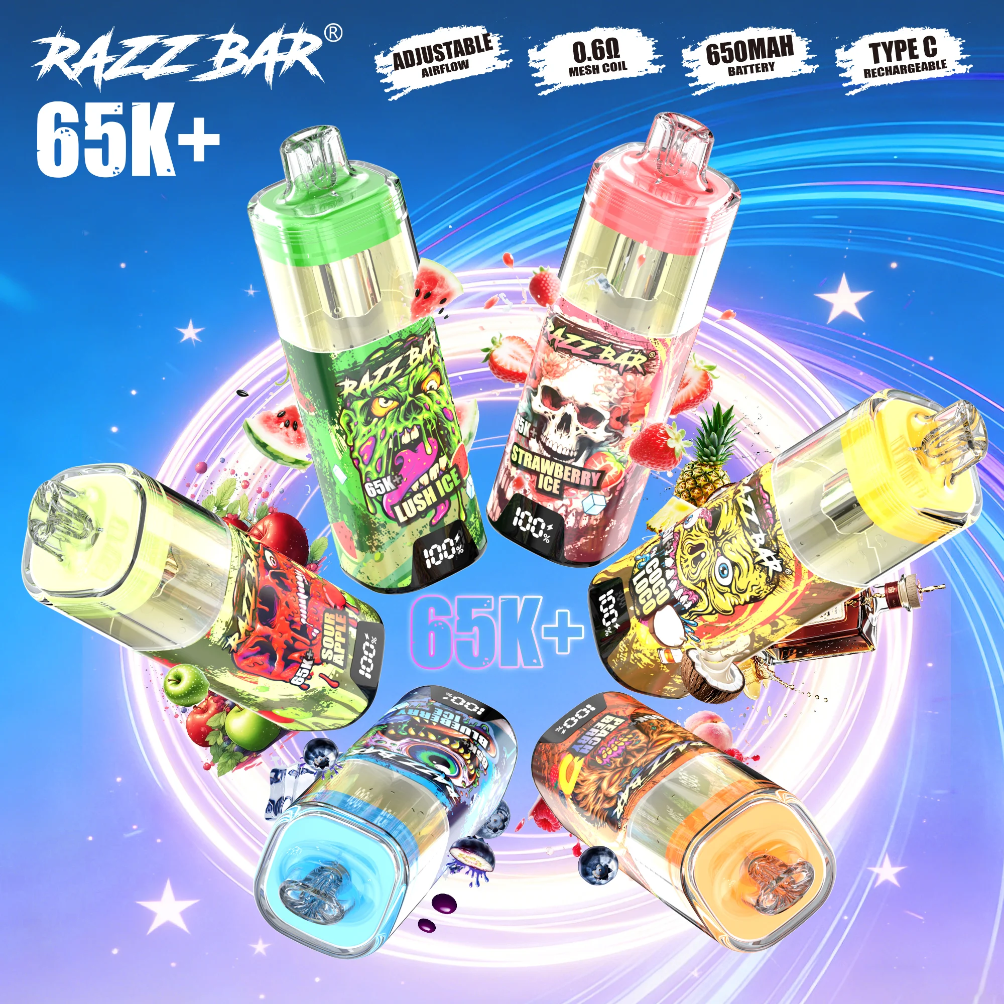 RAZZ BAR 65K+ Puffs Refillable E-liquid – Bild 3
