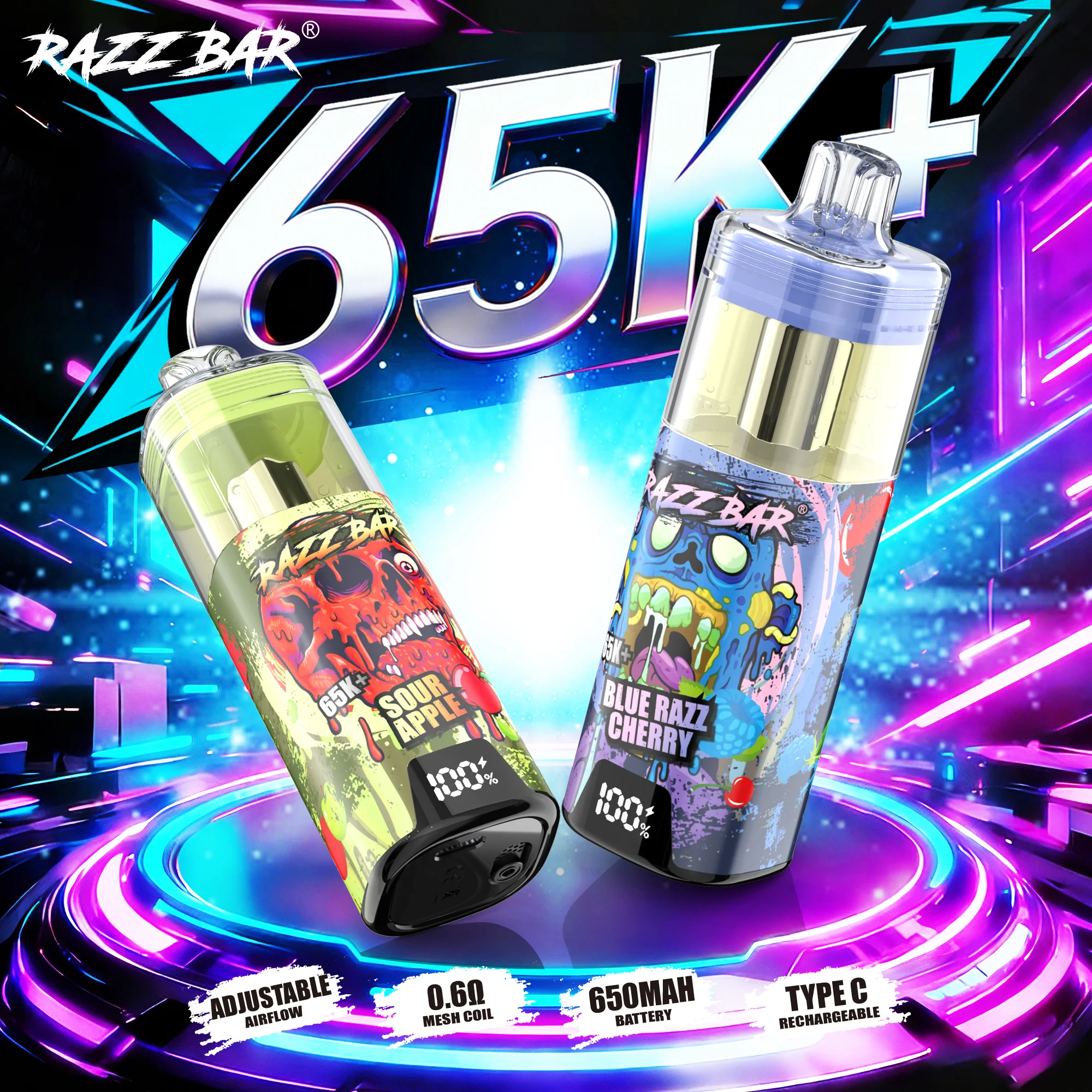 RAZZ BAR 65K+ Puffs Refillable E-liquid – Bild 2