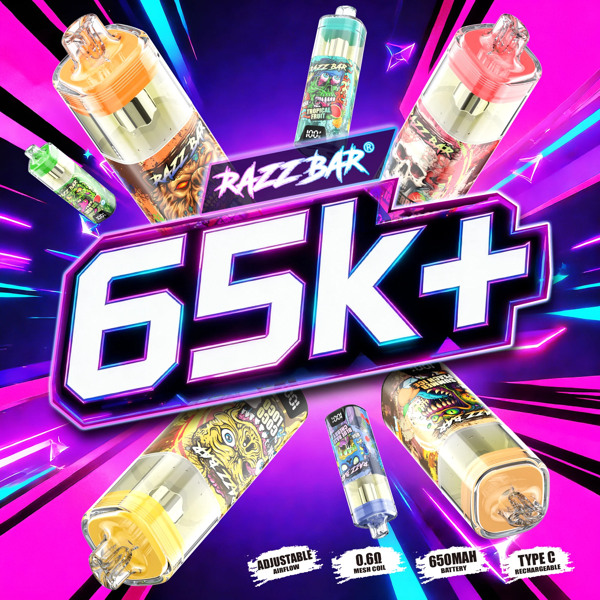 RAZZ BAR 65K+ Puffs Refillable E-liquid – Bild 7