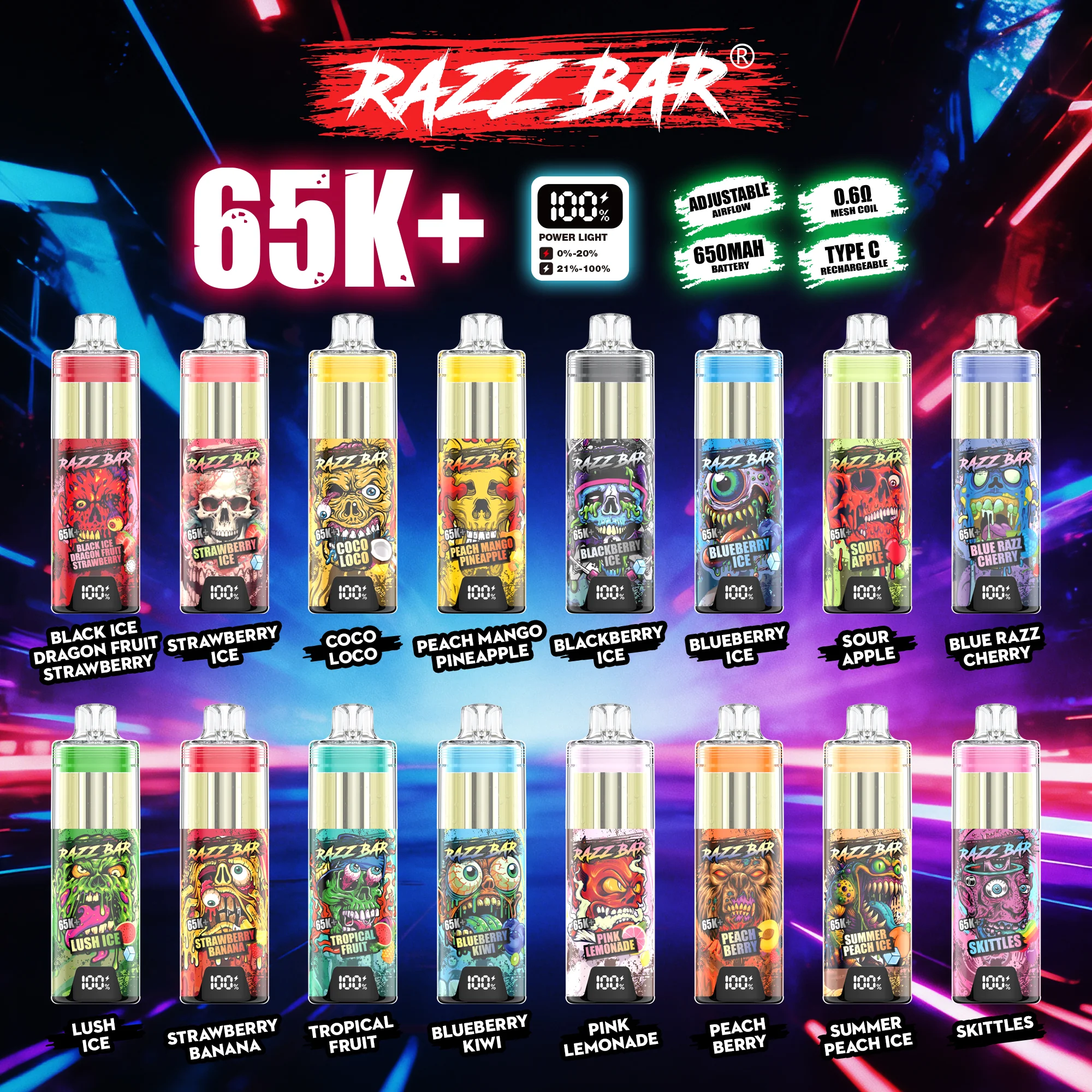 RAZZ BAR 65K+ Puffs Refillable E-liquid – Bild 8