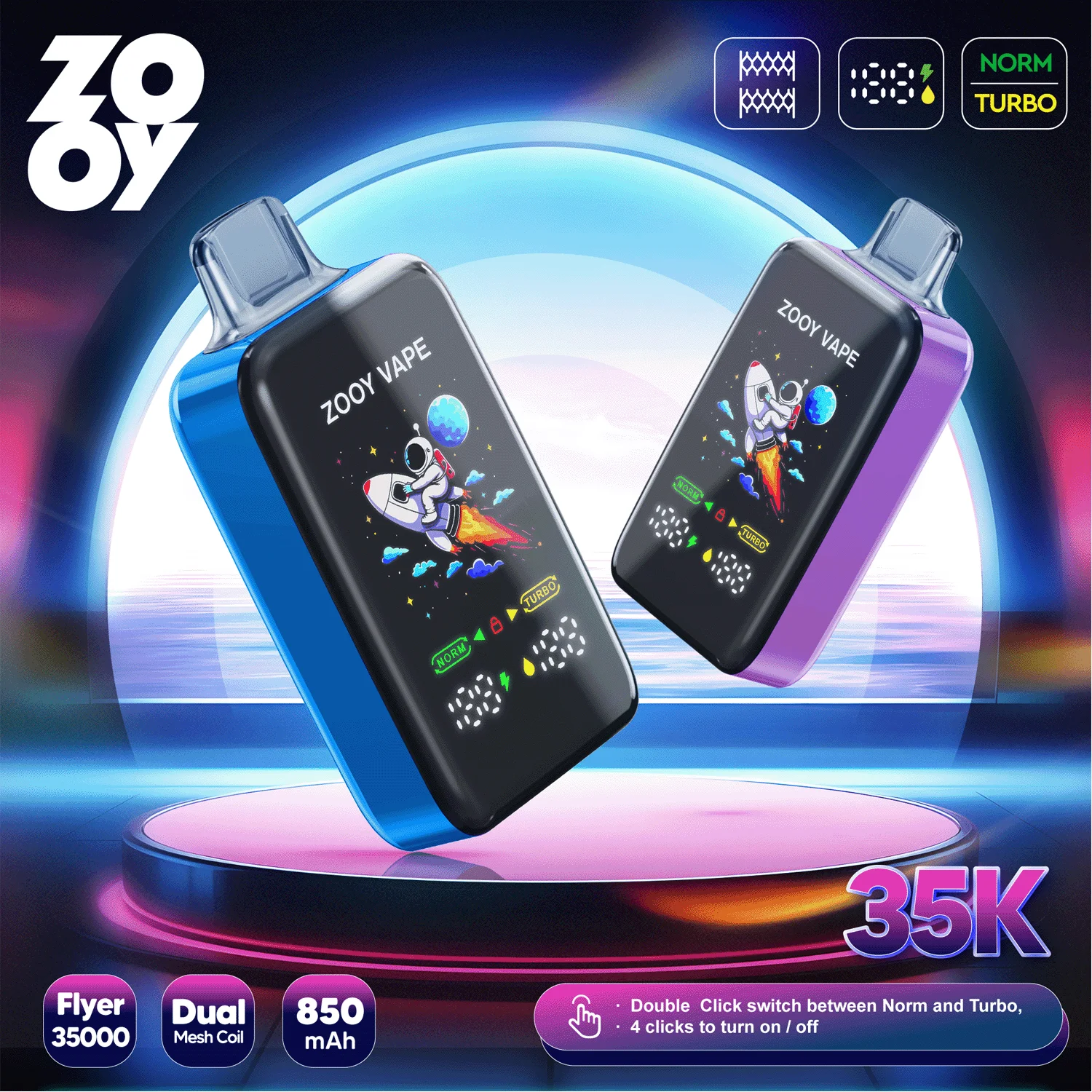 ZOOY FLYER 35K Puffs Die flexible Einweg-Vape mit zwei Dampfmodi