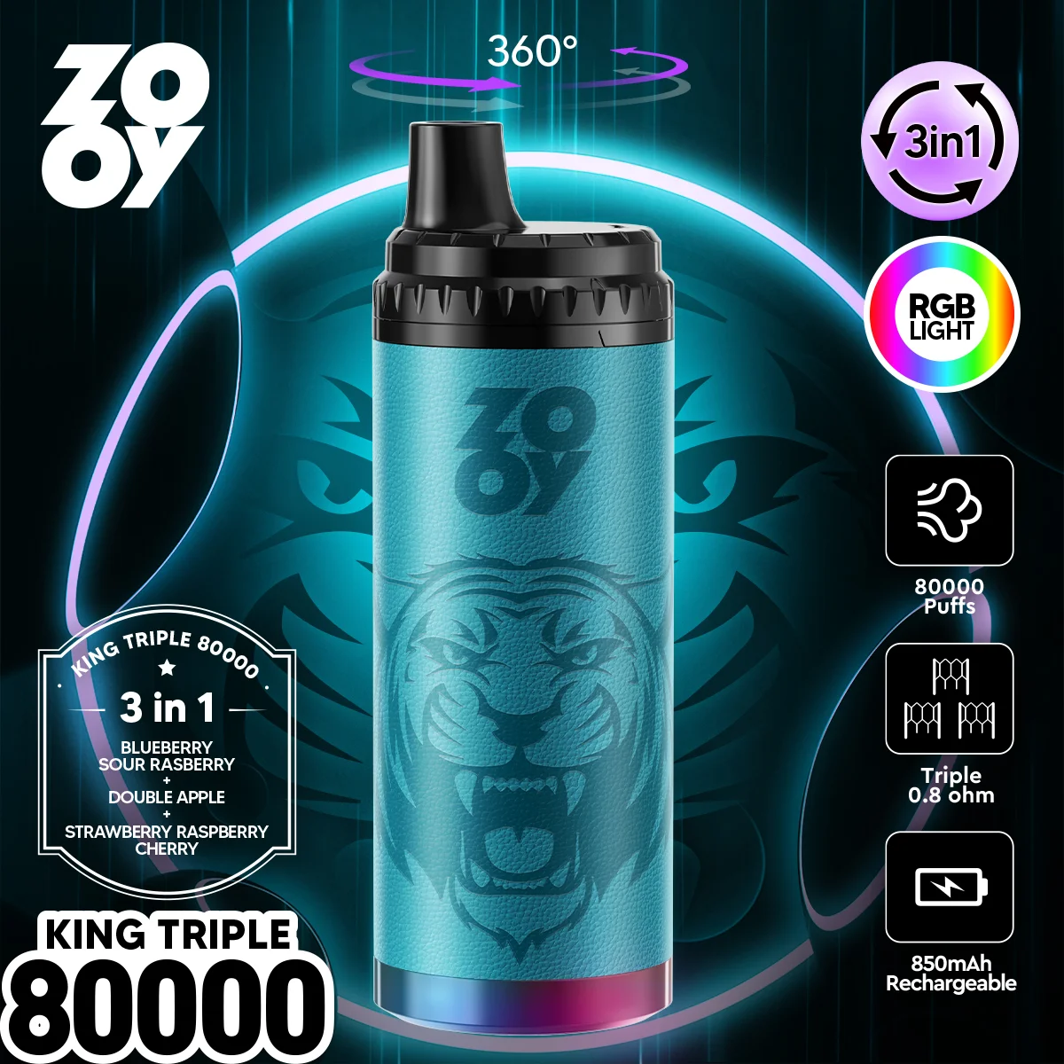ZOOY KING TRIPLE 80K Puffs Die 3-in-1 Einweg-E-Zigarette im Großhandel – Bild 2