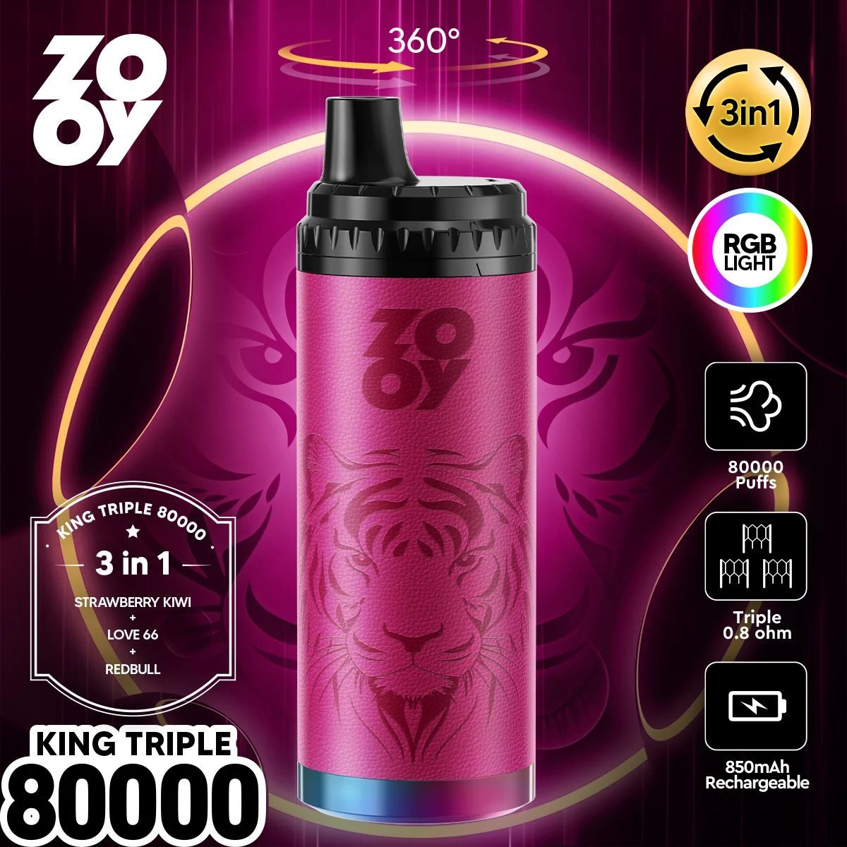 ZOOY KING TRIPLE 80K Puffs Die 3-in-1 Einweg-E-Zigarette im Großhandel – Bild 6