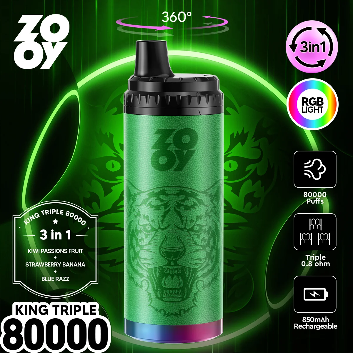 ZOOY KING TRIPLE 80K Puffs Die 3-in-1 Einweg-E-Zigarette im Großhandel – Bild 5