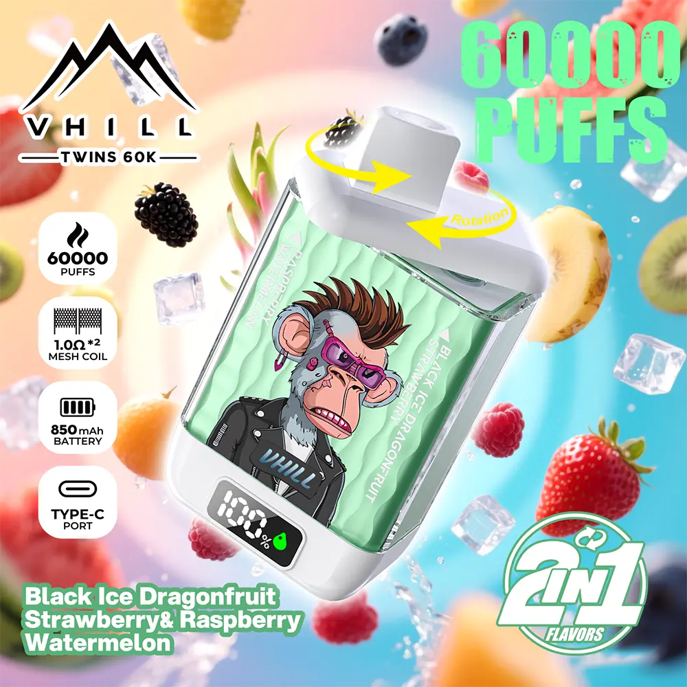 VHILL TWINS 60K Vape – 60.000 Züge 2-in-1 Einweg E-Zigarette mit Smart Display – Bild 4