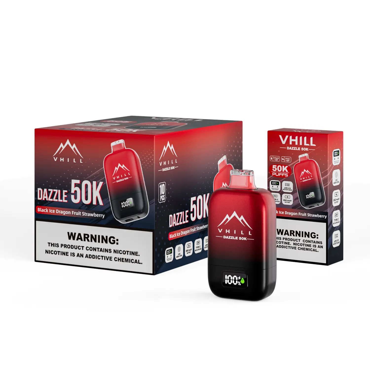 VHILL DAZZLE 50K Vape – 50.000 Züge Einweg E-Zigarette mit LCD Display & Airflow Control – Bild 5
