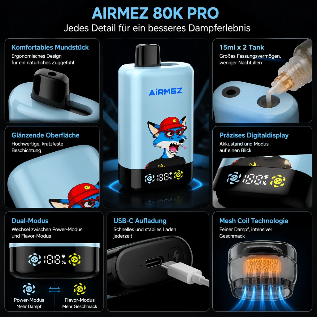 Airmez 80K Pro 2in1: Die ultimative E-Zigarette für maximalen Geschmack – Bild 3