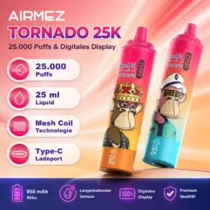 AIRMEZ TORNADO 25K: Leistungsstarker Tornado-Vape mit 25.000 Zügen
